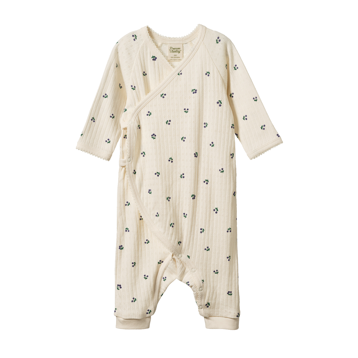 Pointelle Kimono Stretch and Grow - Winter Berry Print