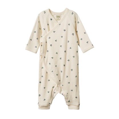 Pointelle Kimono Stretch and Grow - Winter Berry Print