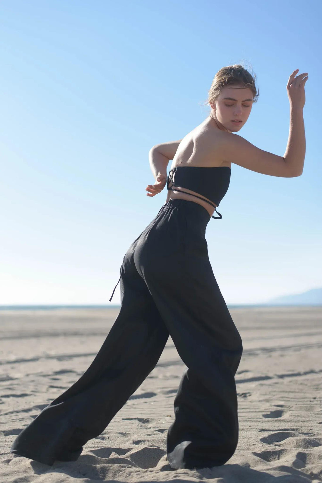 Mia Linen Twill Pleated Wide-Leg Pants