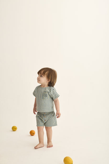 Blue Gingham Cotton Baby Set