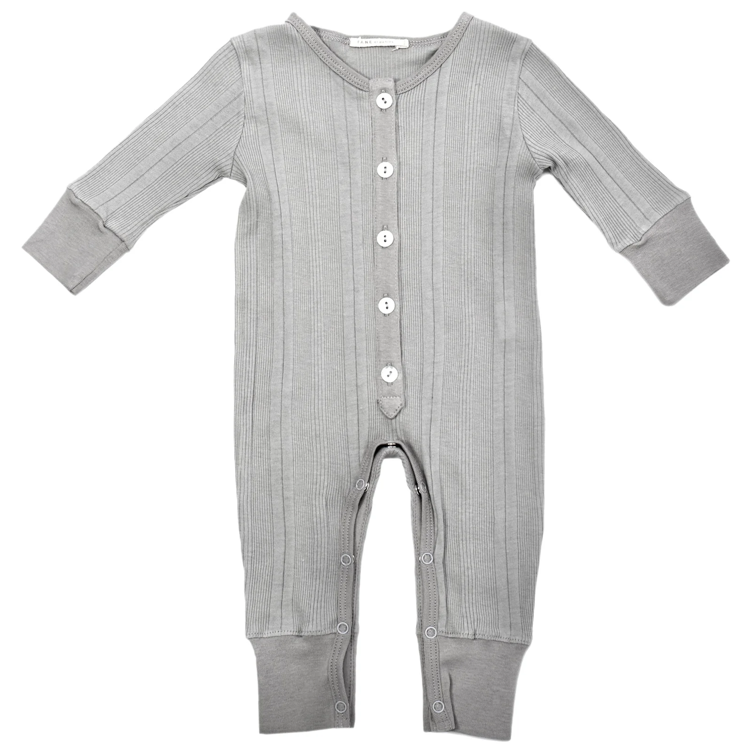 Variegated Ribbed Long Placket Coverall Graphite