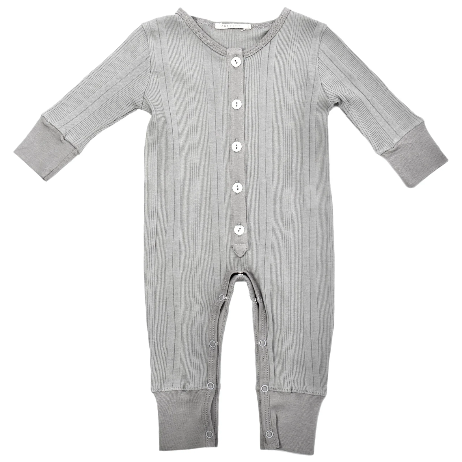 Variegated Ribbed Long Placket Coverall Graphite