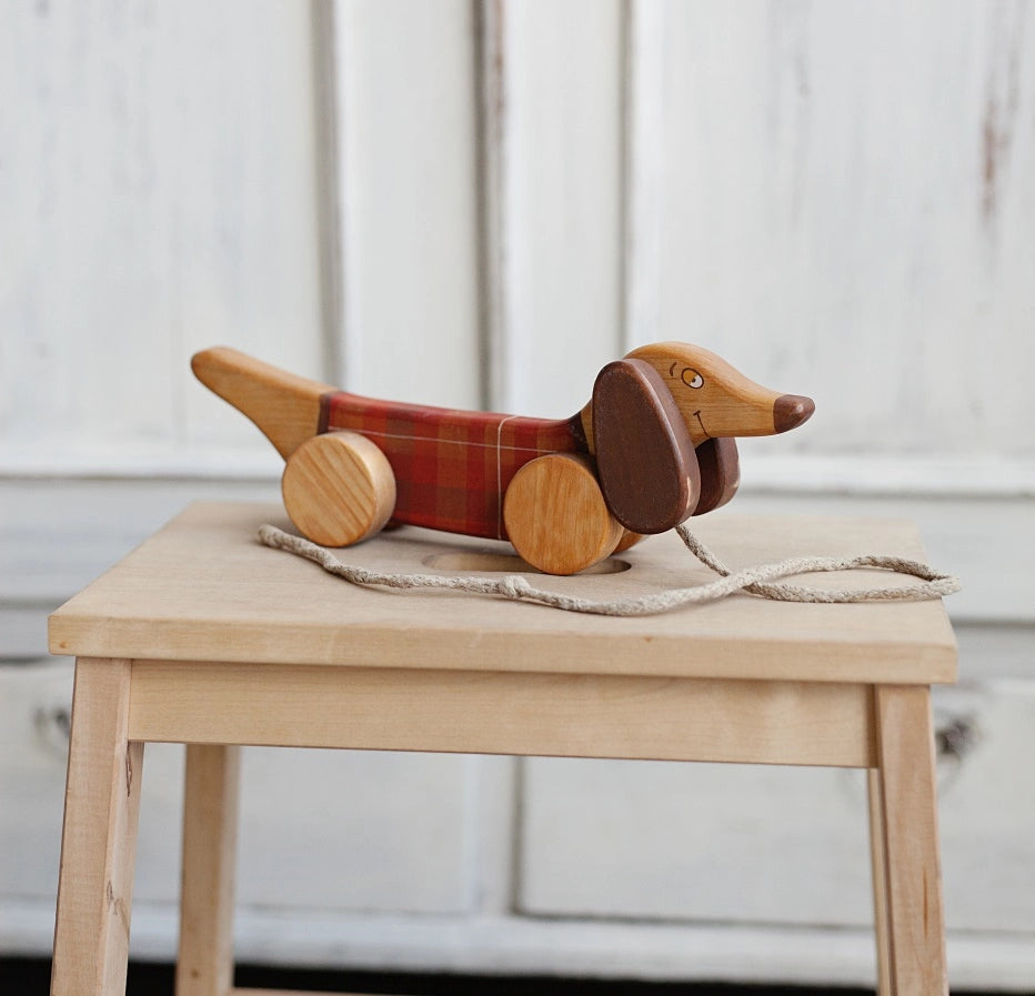 Pull Toy Sausage Dog - Red
