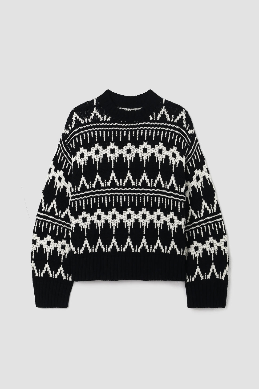 Leo-Sue Organic Cotton Knitted Jumper in Black Fairisle