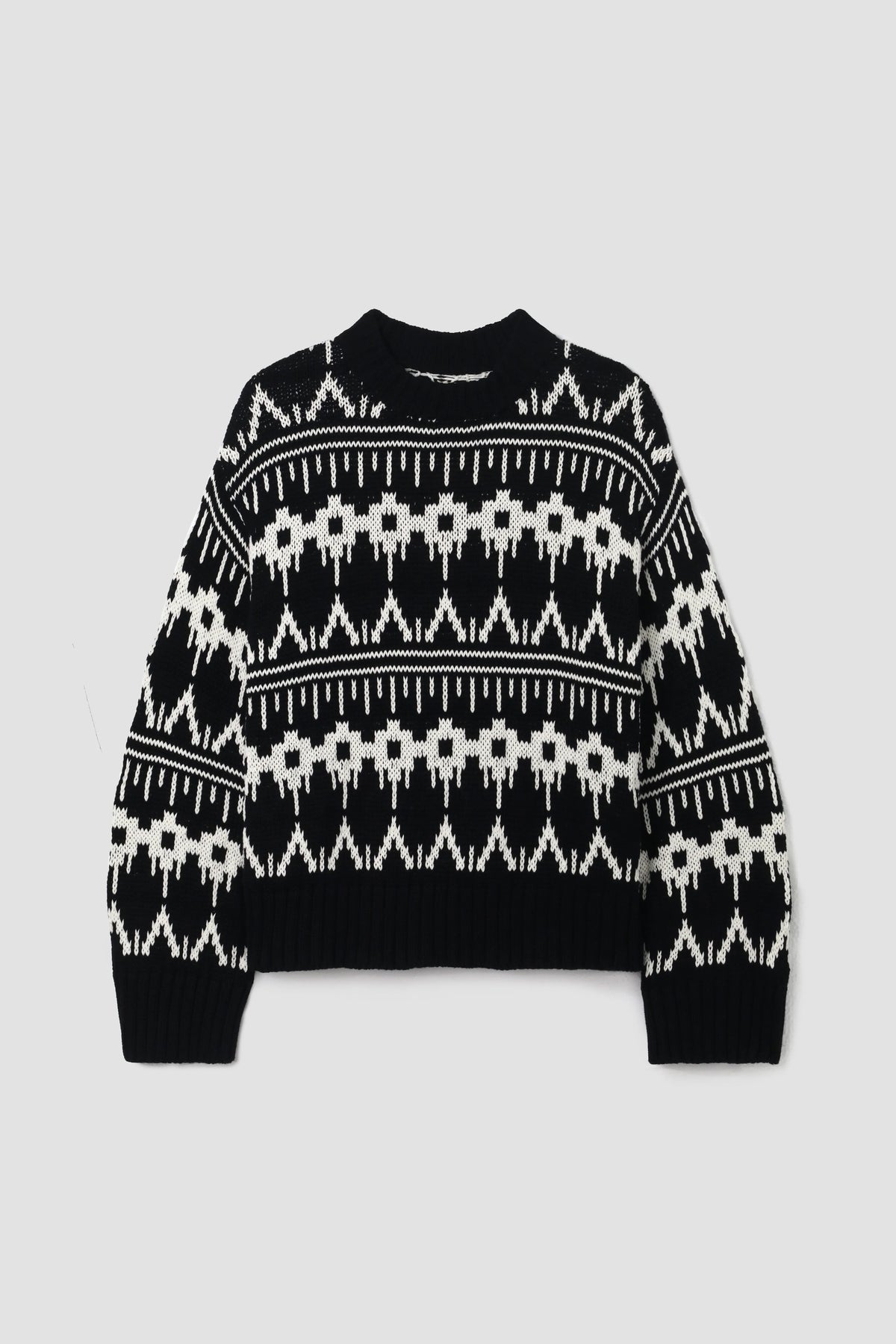 Leo-Sue Organic Cotton Knitted Jumper in Black Fairisle