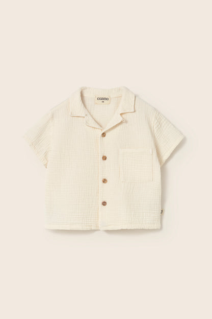 Soft Gauze Cotton Baby Shirt - Ivory