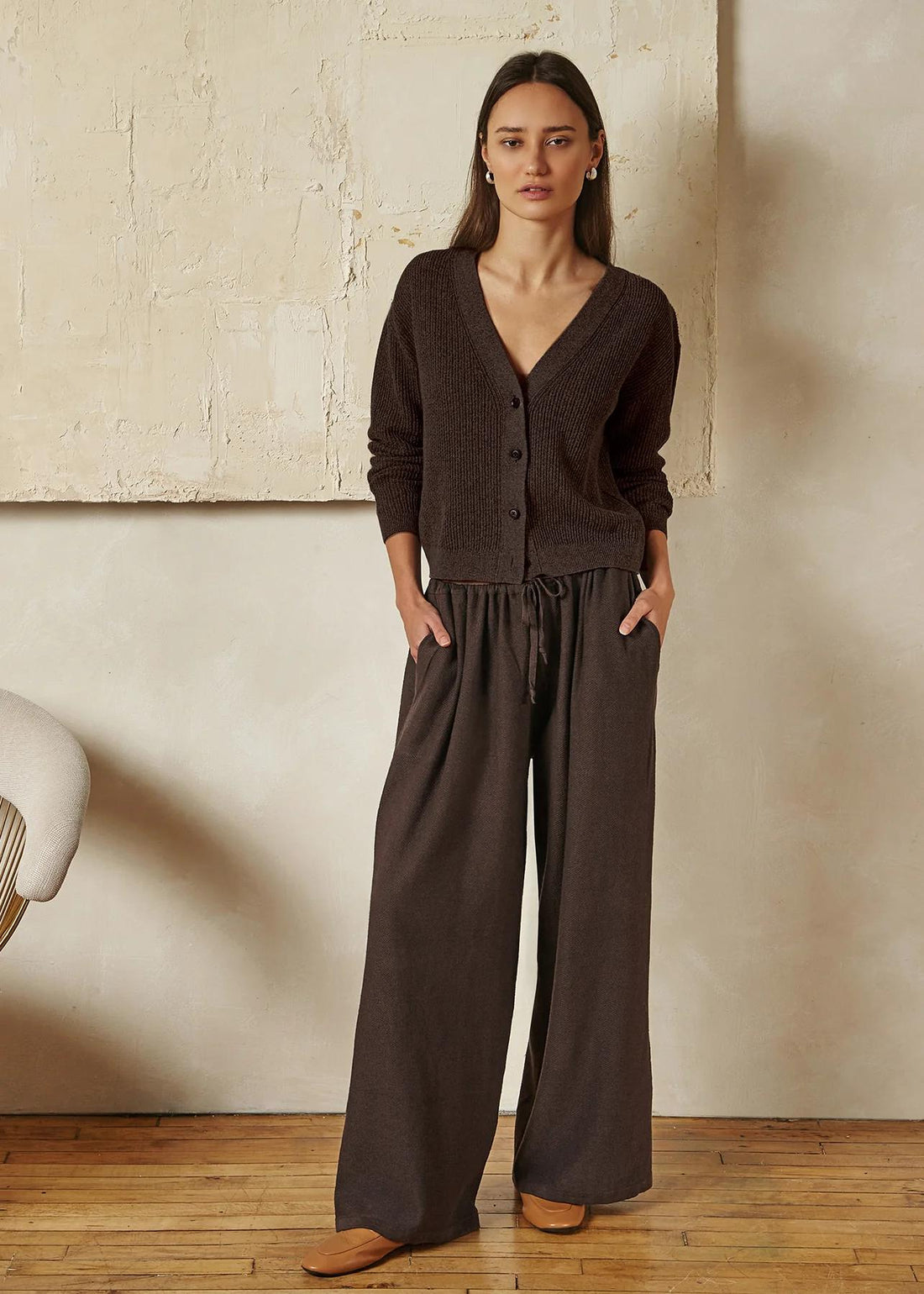Misu Linen Wide Leg Pants Espresso
