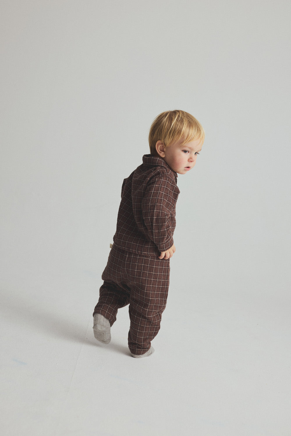 Plaid Check Baby Shirt - Brown