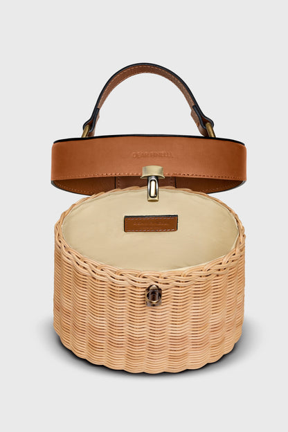 Sofie Wicker Bag - Natural Wicker &amp; Cognac Leather