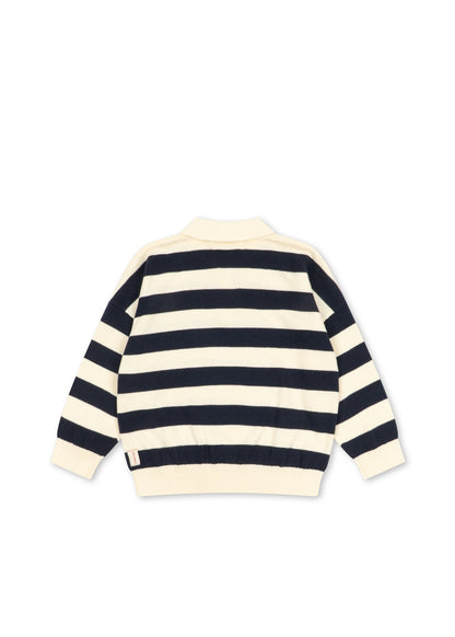 Manis Knit Polo - Navy Stripe