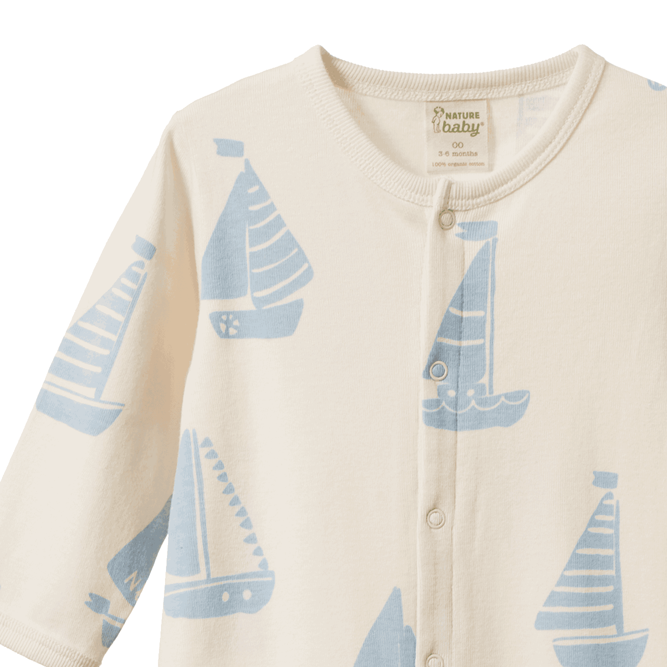Cotton Stretch and Grow - Regatta Blue Print