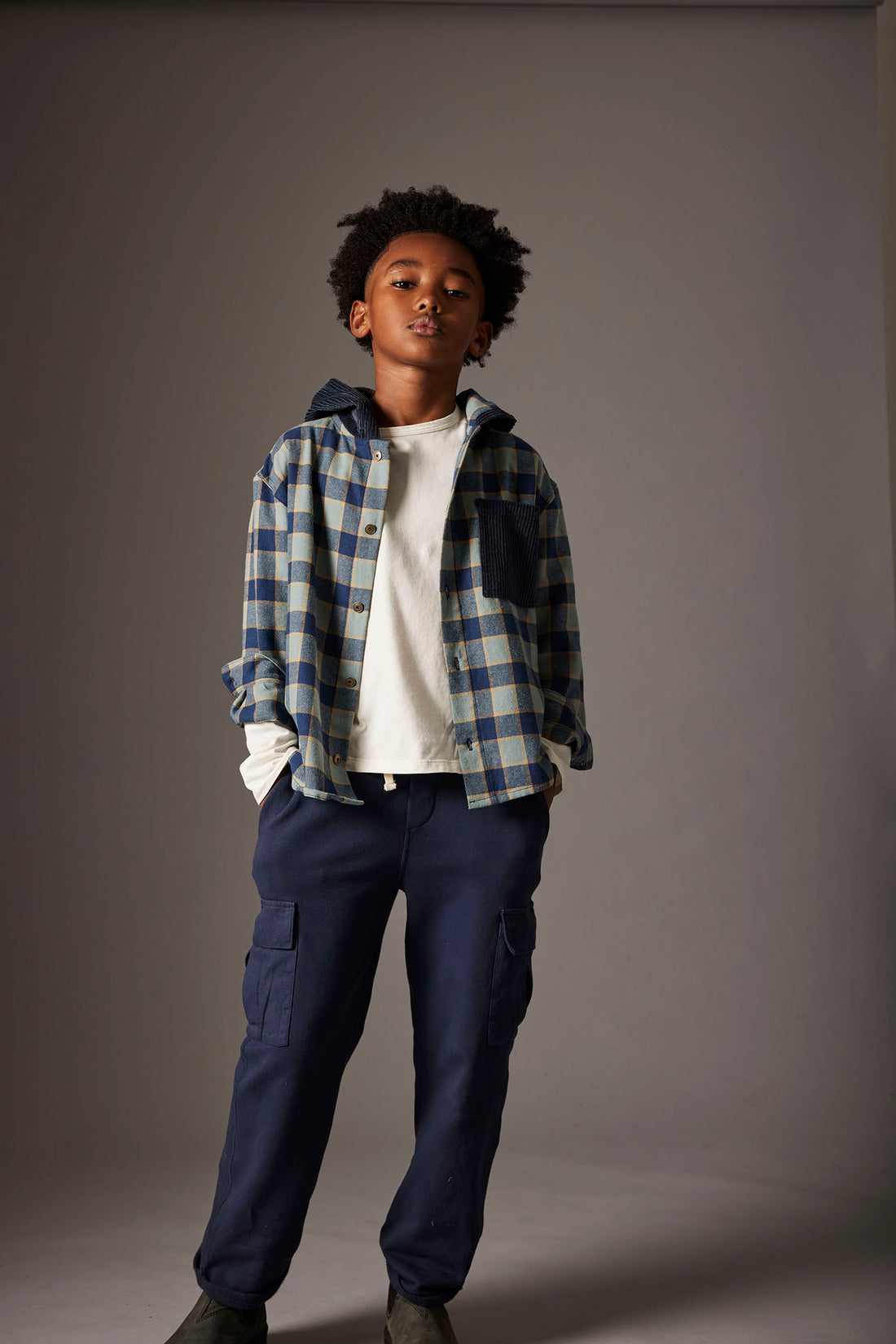 Check Flannel Hooded Shirt Artic Blue