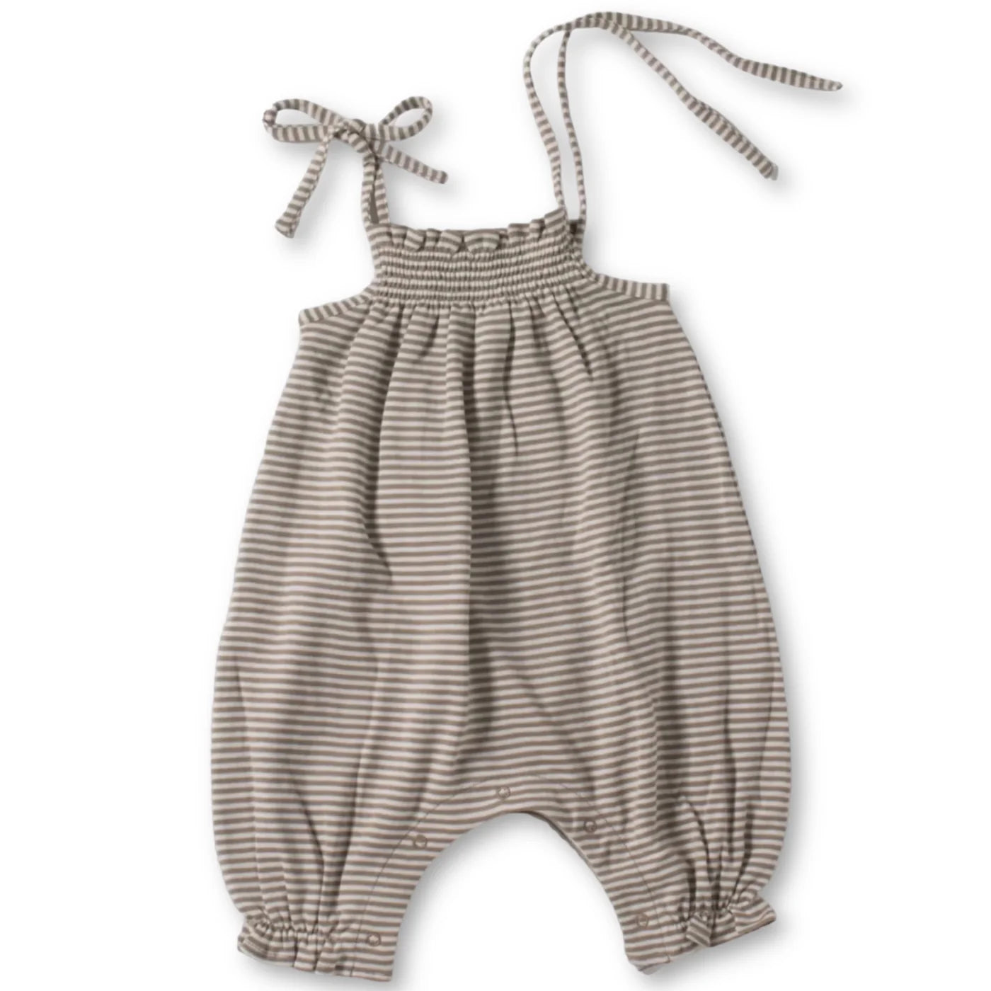 Petite Earth Stripe Romper With Ties