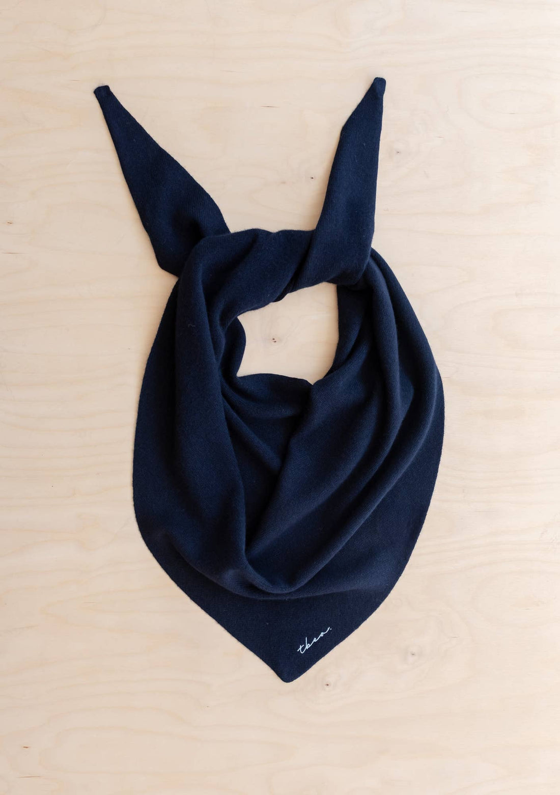 Large Merino Wool Triangle Scarf in Navy