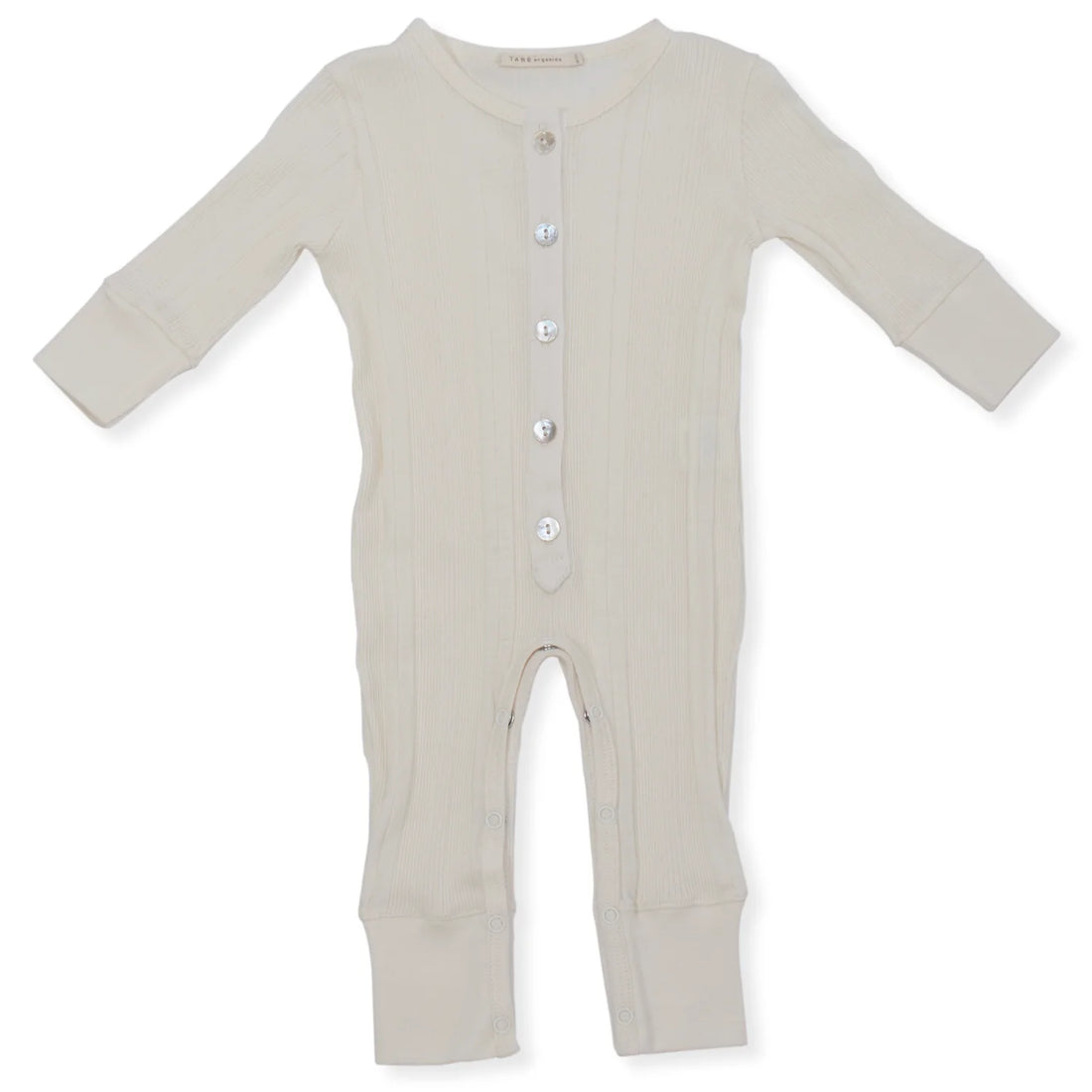 Ribbed Long Placket Coverall Ecru