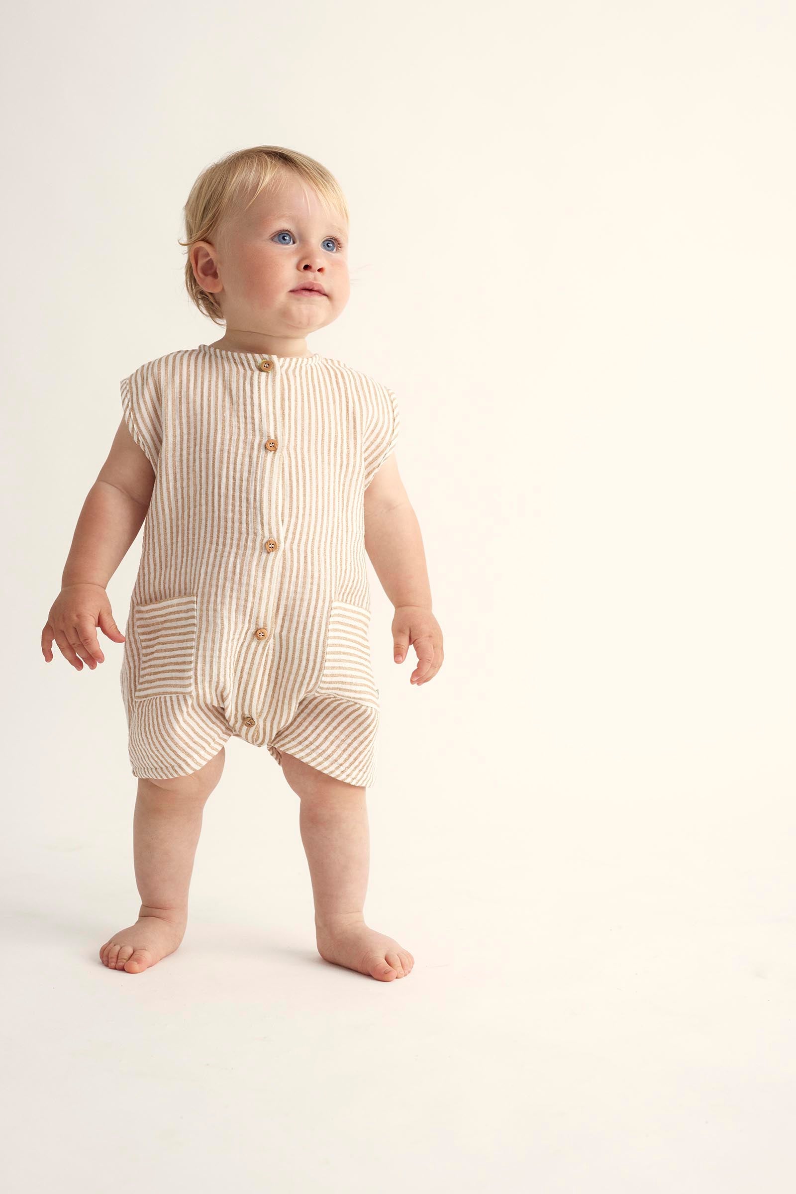 Striped Gauze Baby Jumpsuit
