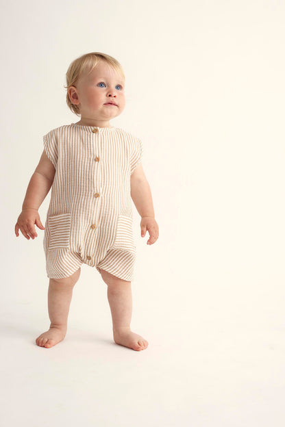 Striped Gauze Baby Jumpsuit