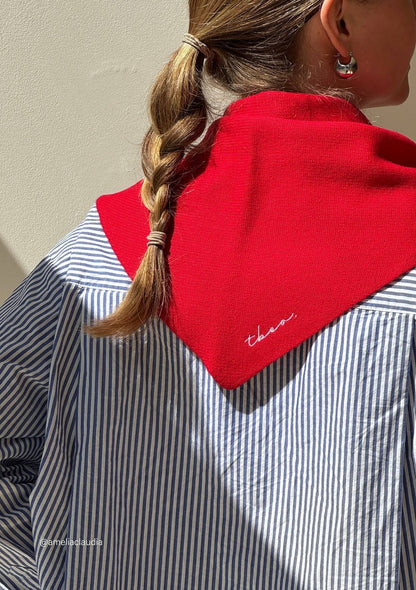 Merino Triangle Scarf in Red