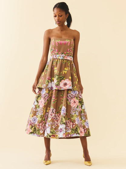 Daisy Dress - Caramel Victorian Floral
