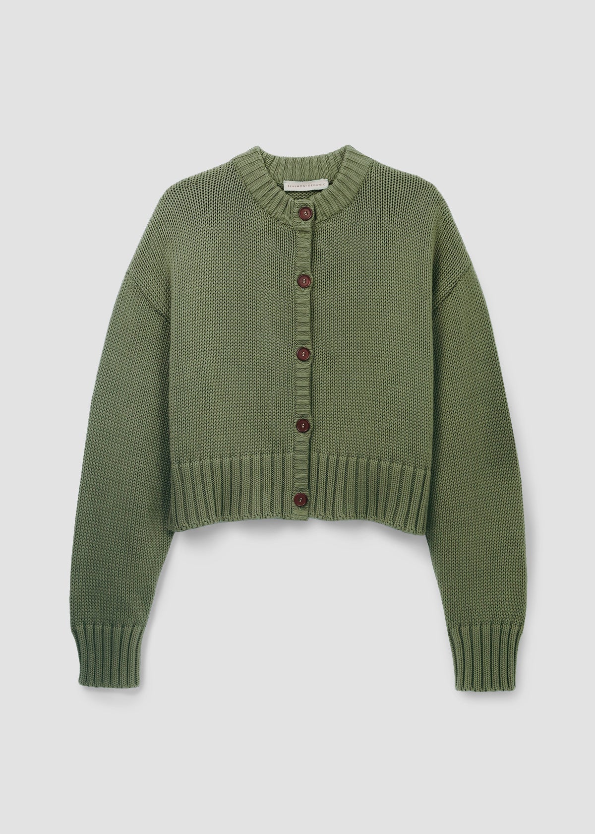 Sugi Organic Cotton Knitted Cardigan in Soft Khaki