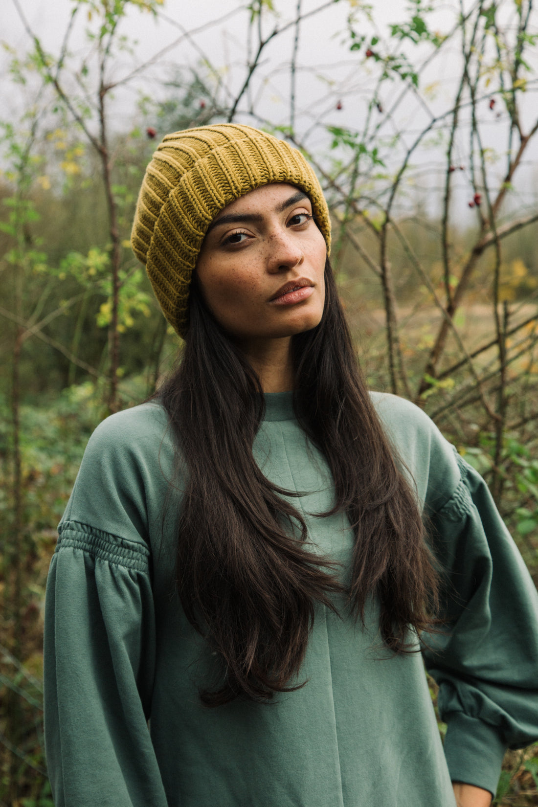 Hilda Organic Cotton Knitted Hat Chartreuse