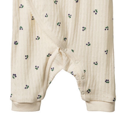 Pointelle Kimono Stretch and Grow - Winter Berry Print