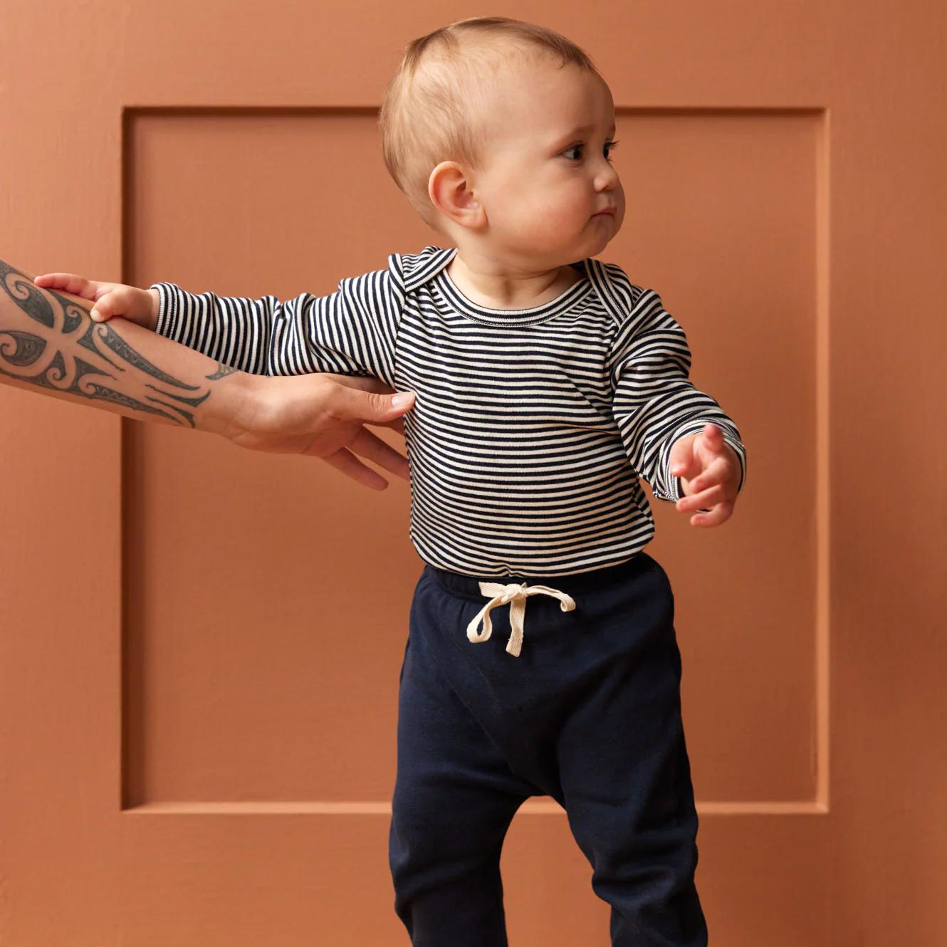 Long Sleeve Bodysuit - Navy Stripe