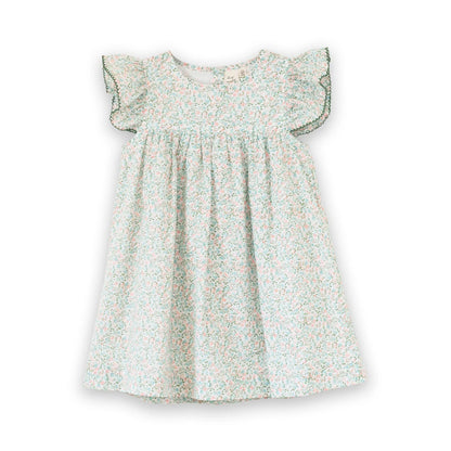 Baby Hannah Dress with Flutter Sleeves | Pastel Green and Peach