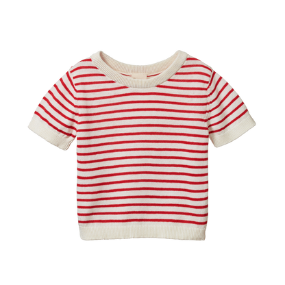 Knitted River Baby Tee Red Sailor Stripe