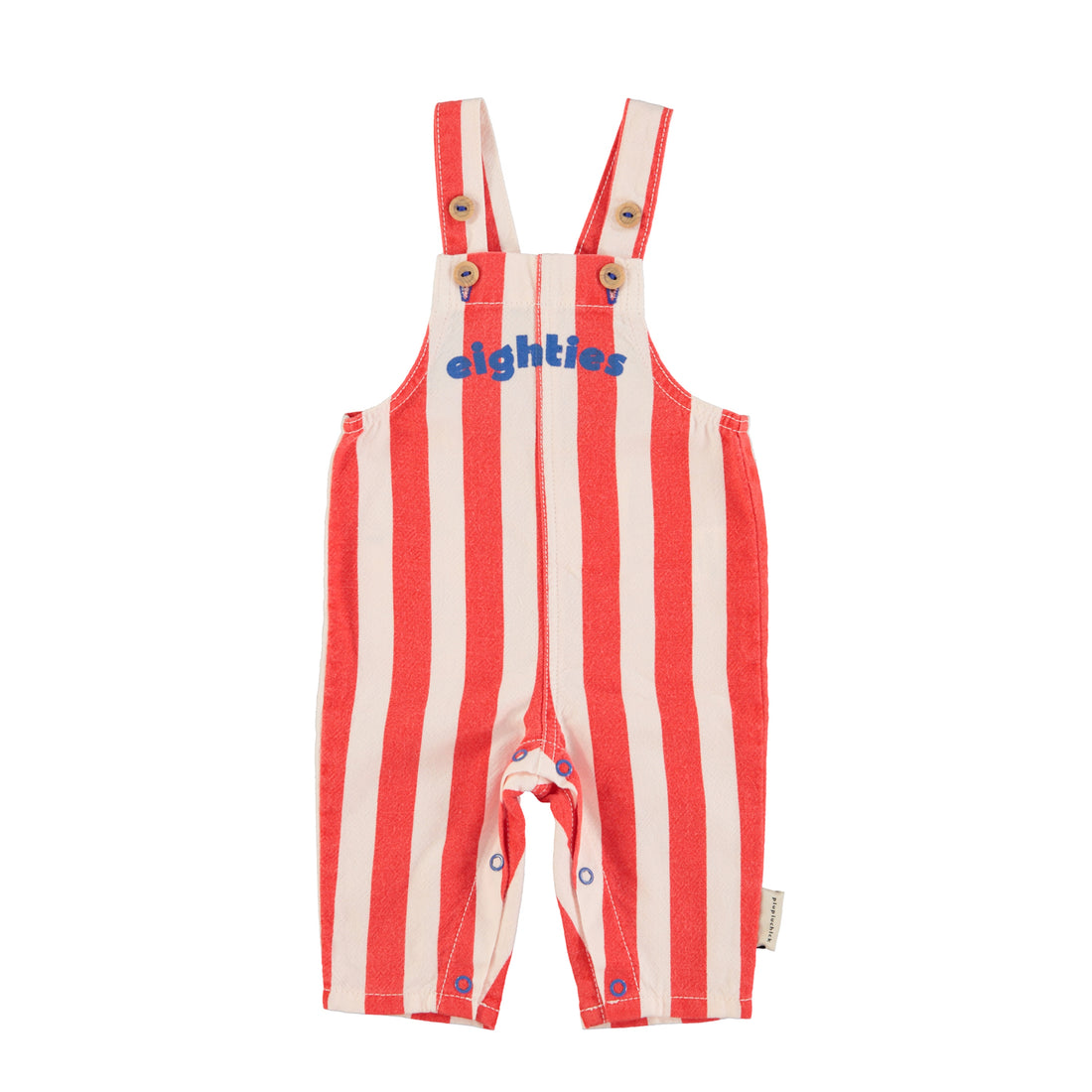 Baby Dungarees | Red &amp; White Stripes w/ &quot;eighties&quot; Print