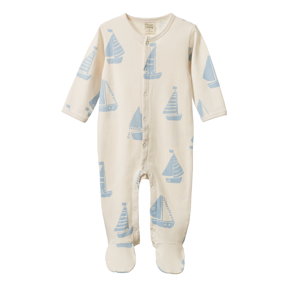 Cotton Stretch and Grow - Regatta Blue Print