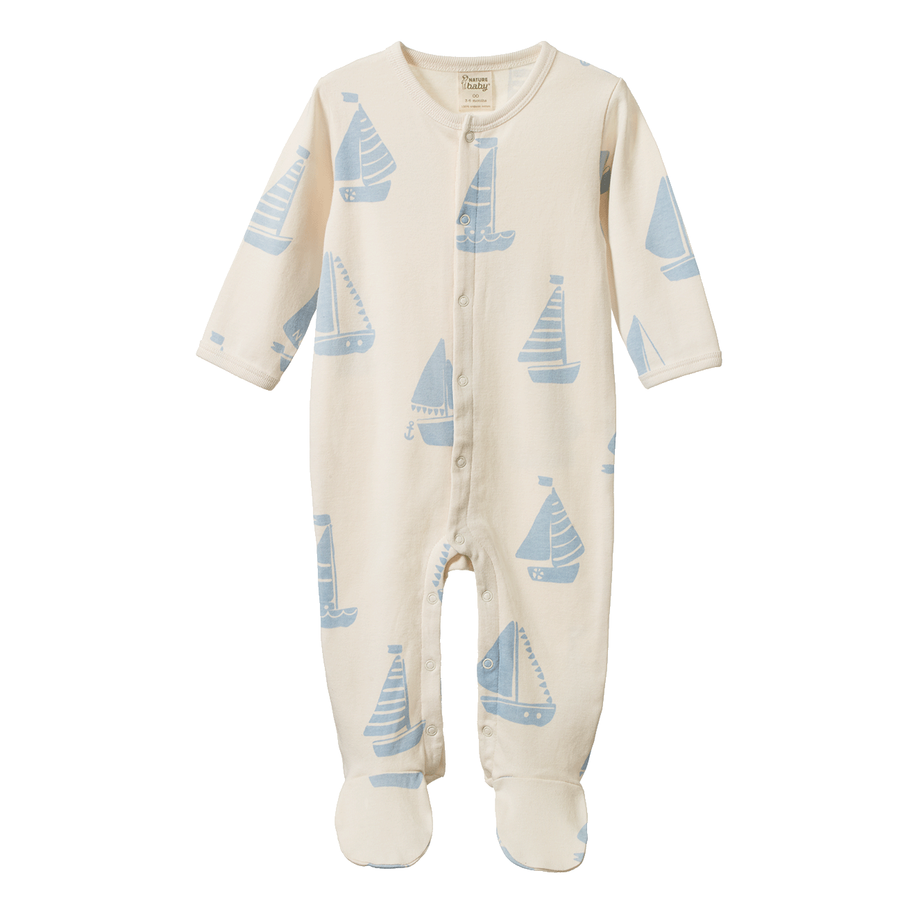 Cotton Stretch and Grow - Regatta Blue Print