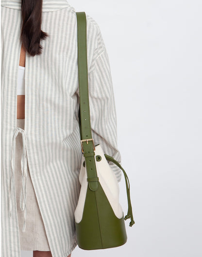 Canvas Cinch Bucket Bag Olive