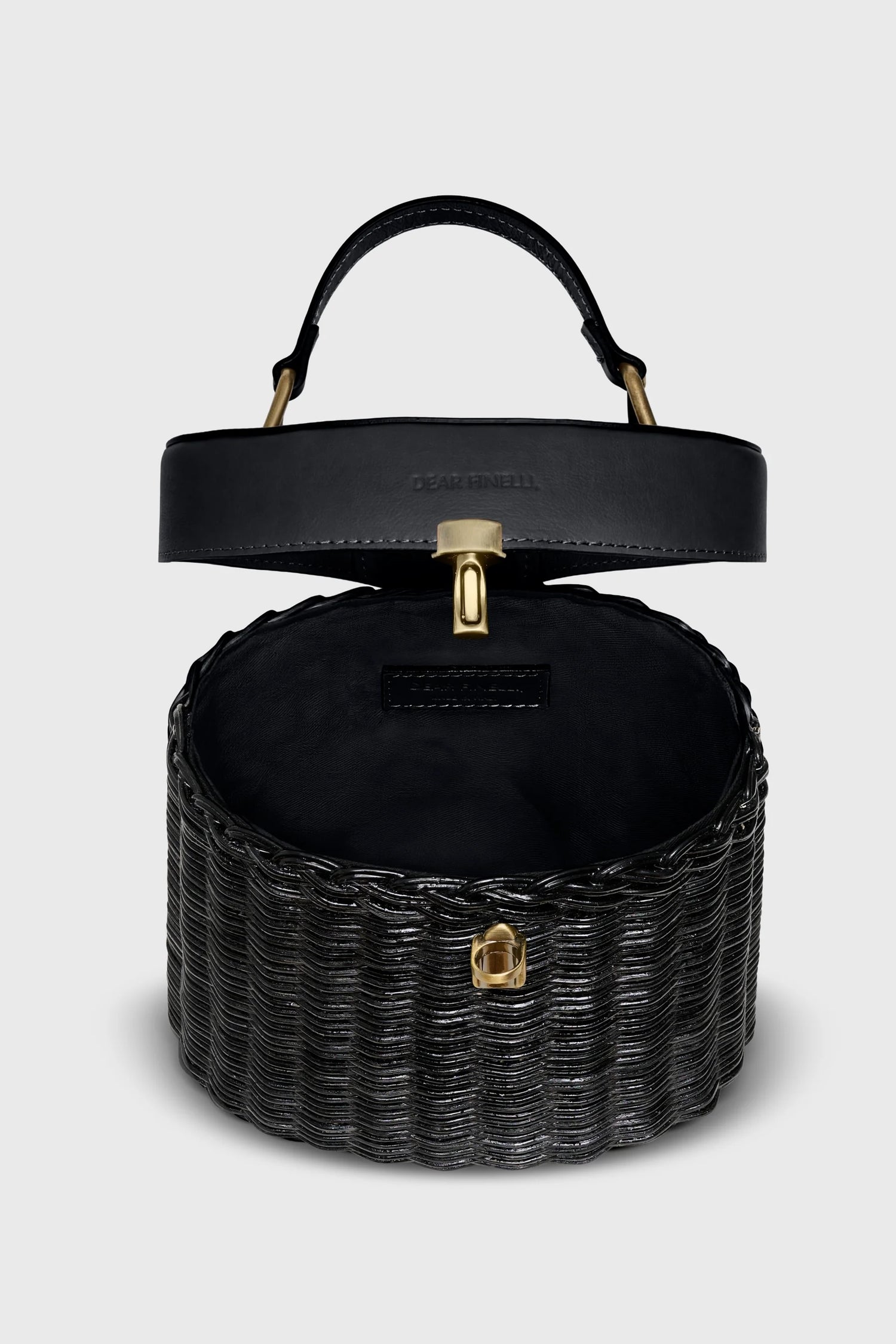 Sofie Wicker Bag - Black Wicker &amp; Black Italian Leather