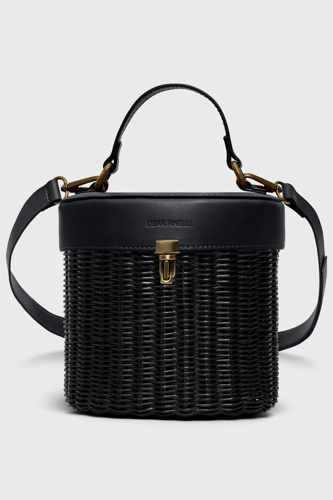 Sofie Wicker Bag - Black Wicker &amp; Black Italian Leather