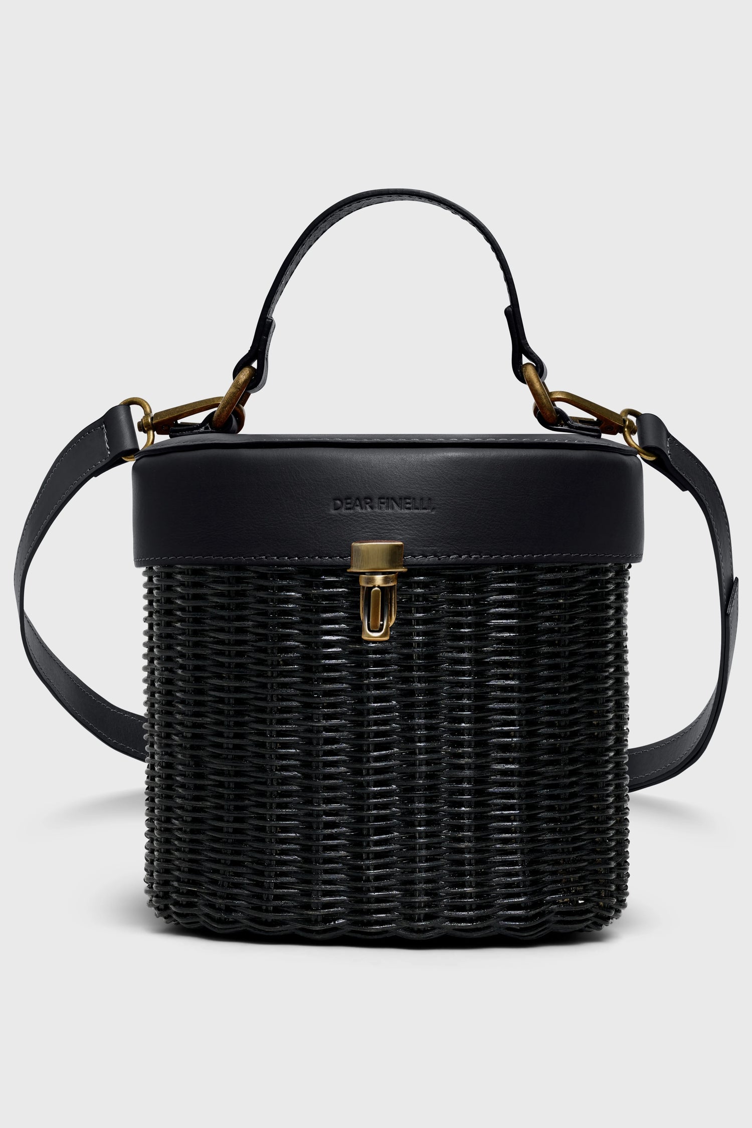 Sofie Wicker Bag - Black Wicker &amp; Black Italian Leather