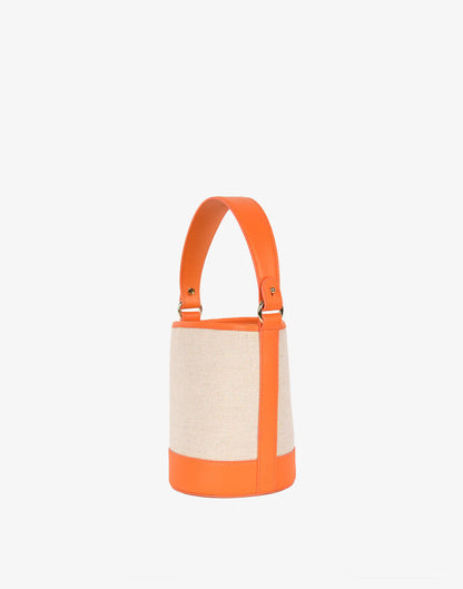 Canvas Mini Bucket Bag Linen / Orange