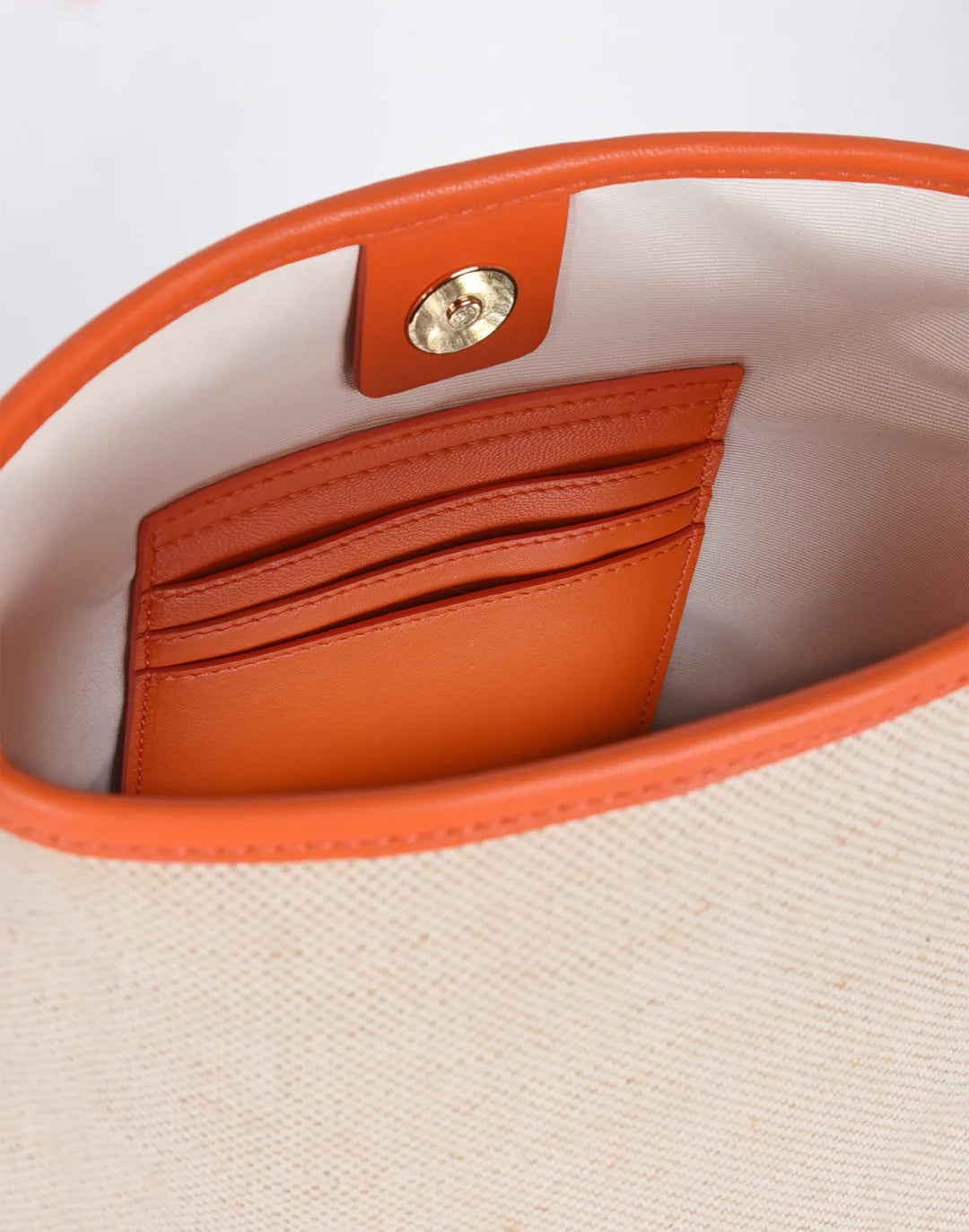 Canvas Mini Bucket Bag Linen / Orange