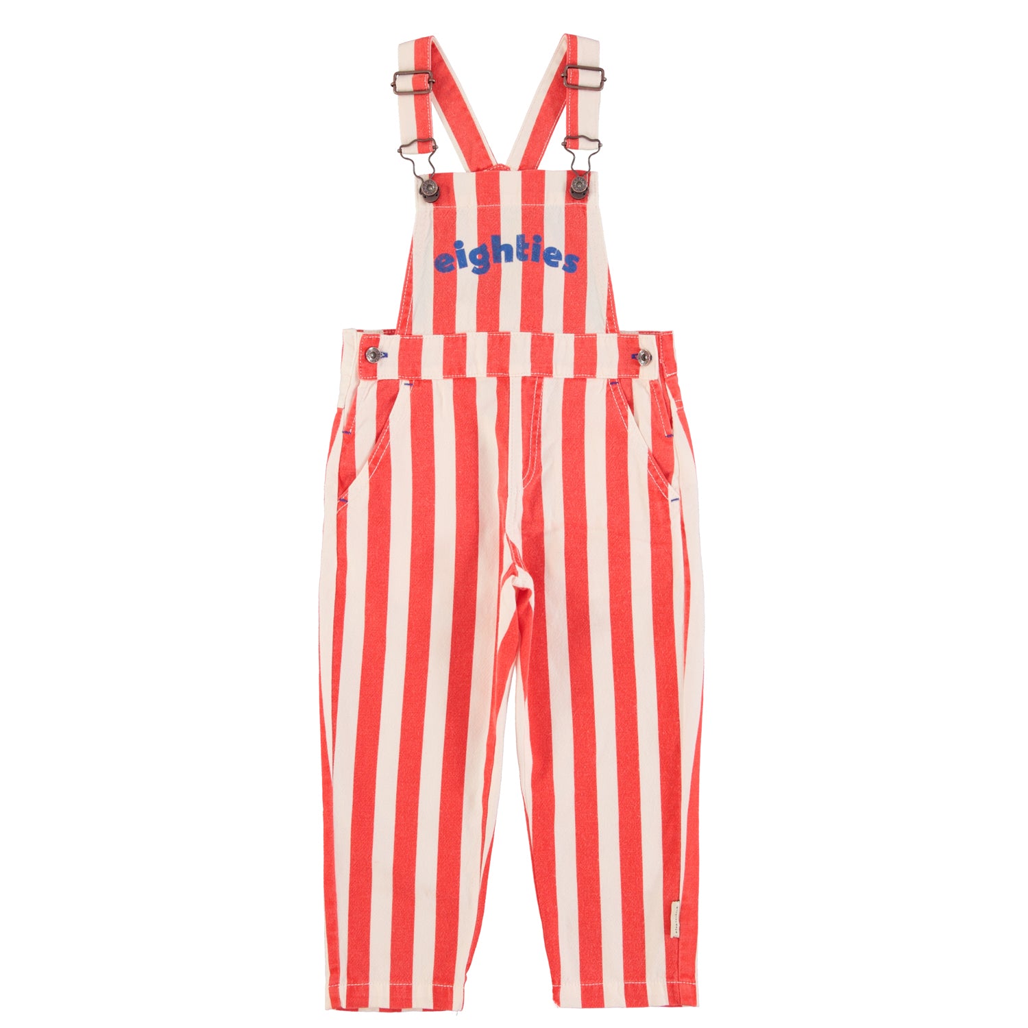 Dungarees | White &amp; Red Stripes w/ &quot;eighties&quot; Print