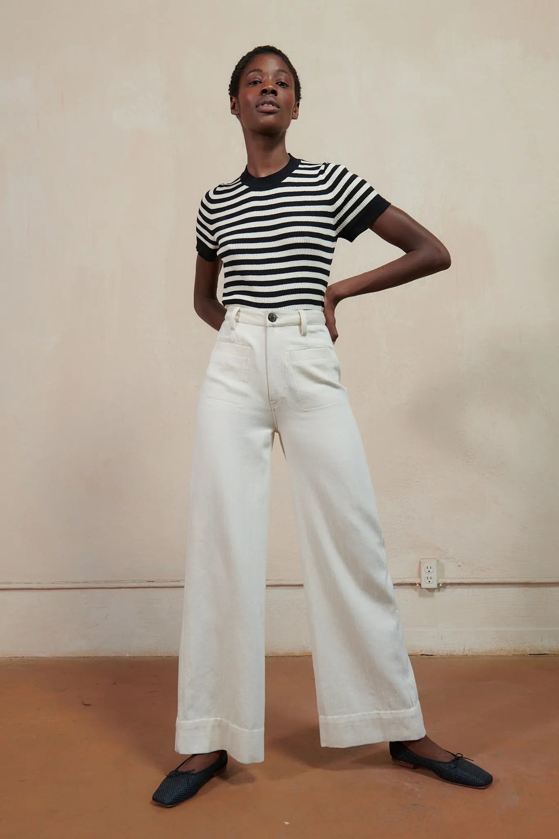 Jones Ribbed Tee| Stripe | Organic