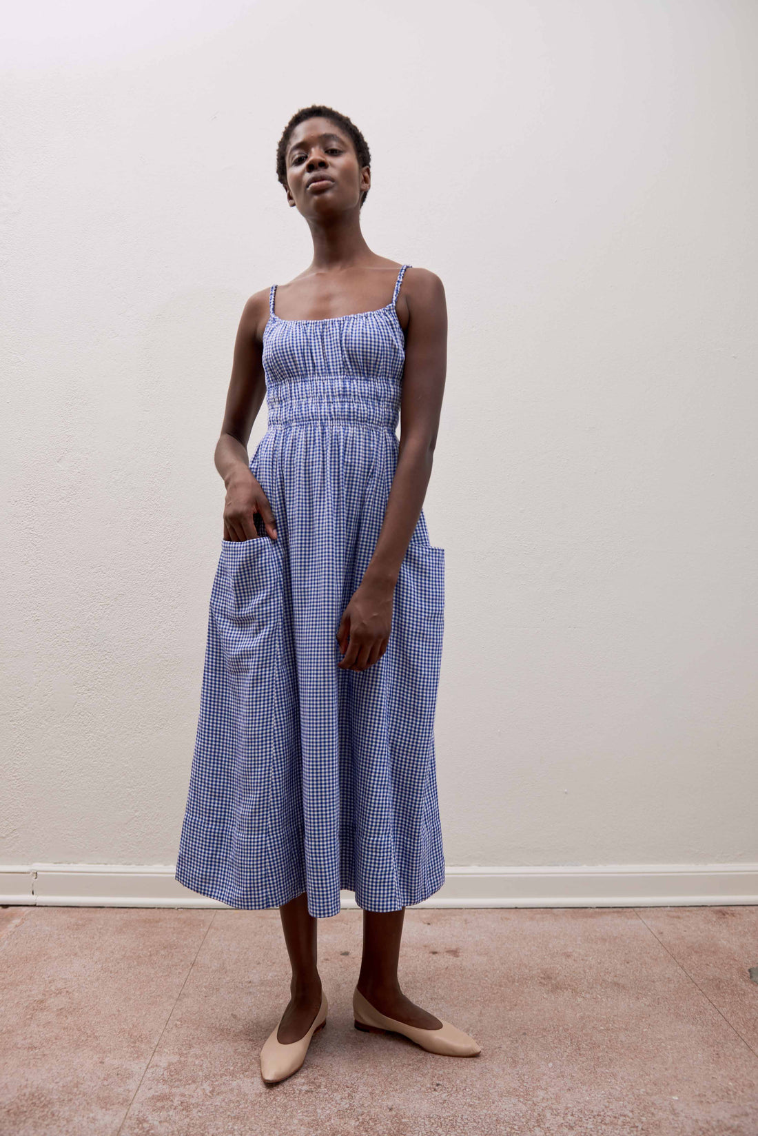 Matcha Dress | Indigo Gingham | Organic