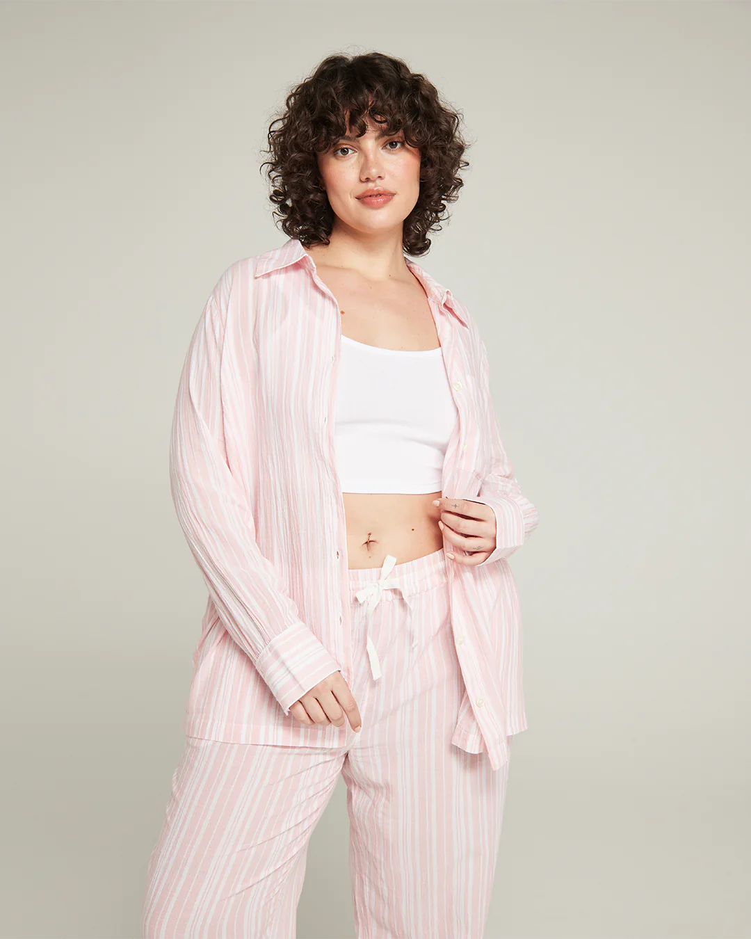 The Midi Shirt - Fondant Pink Stripe