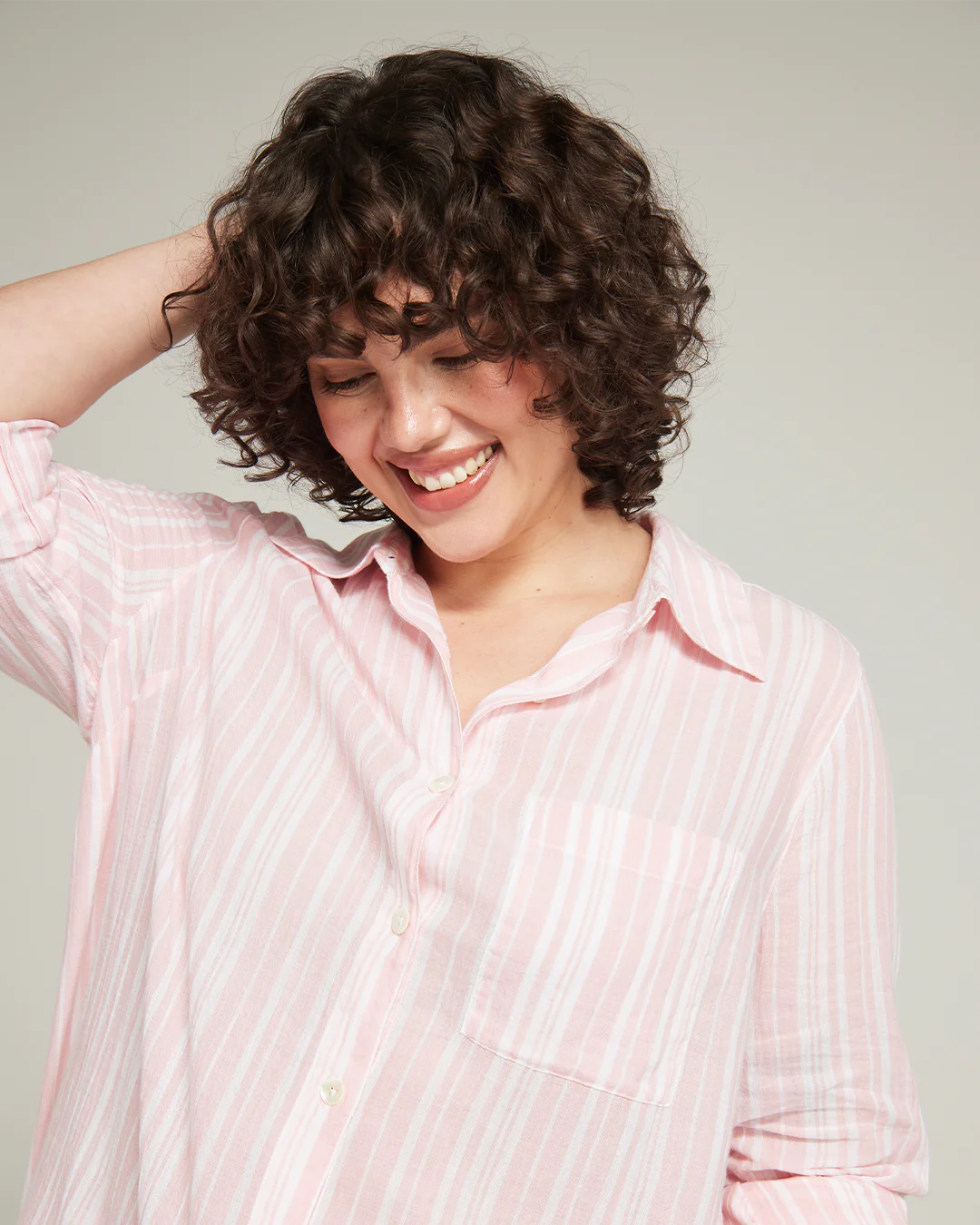 The Midi Shirt - Fondant Pink Stripe