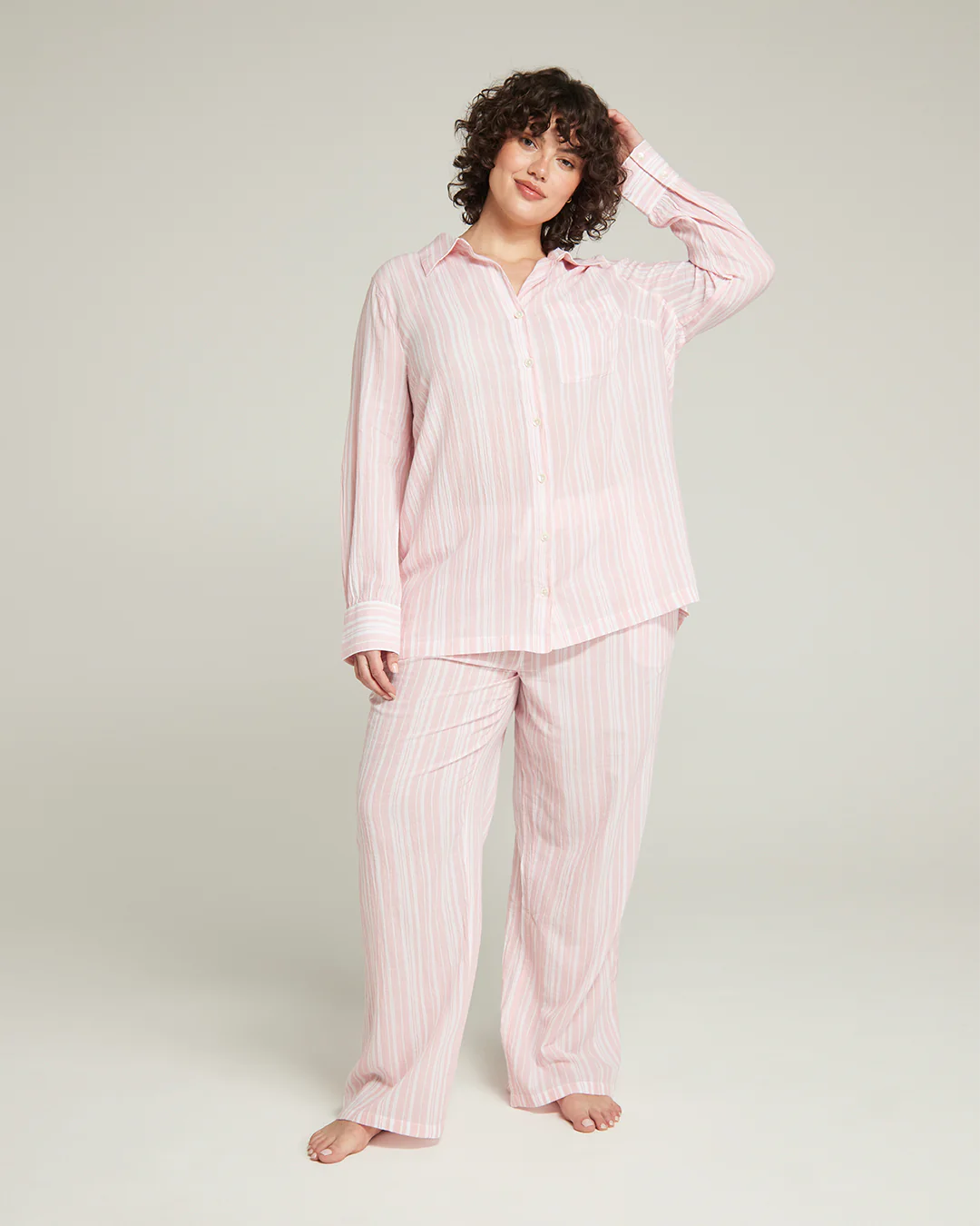 The Midi Shirt - Fondant Pink Stripe