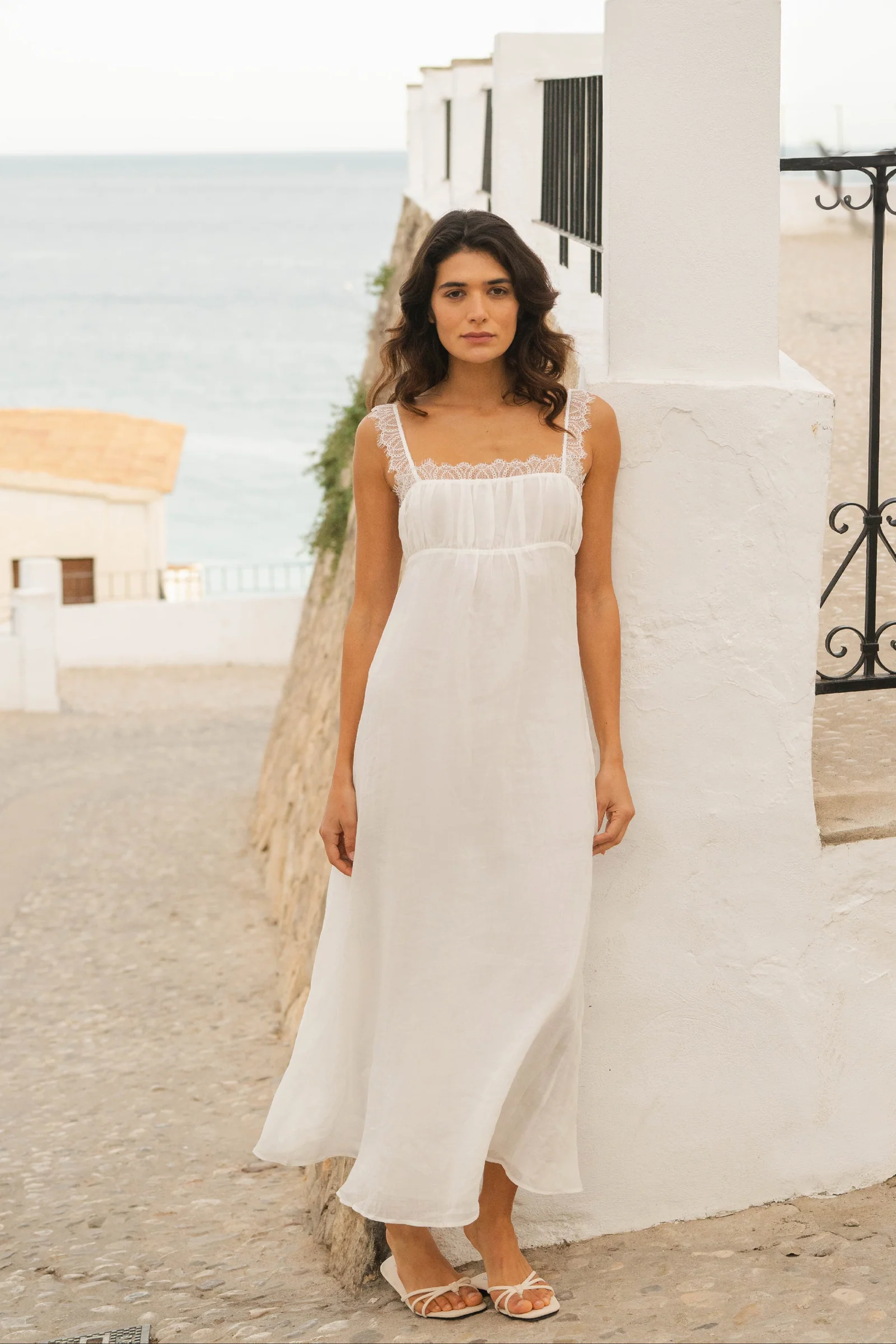 Aura Lace Trim Ramie Dress
