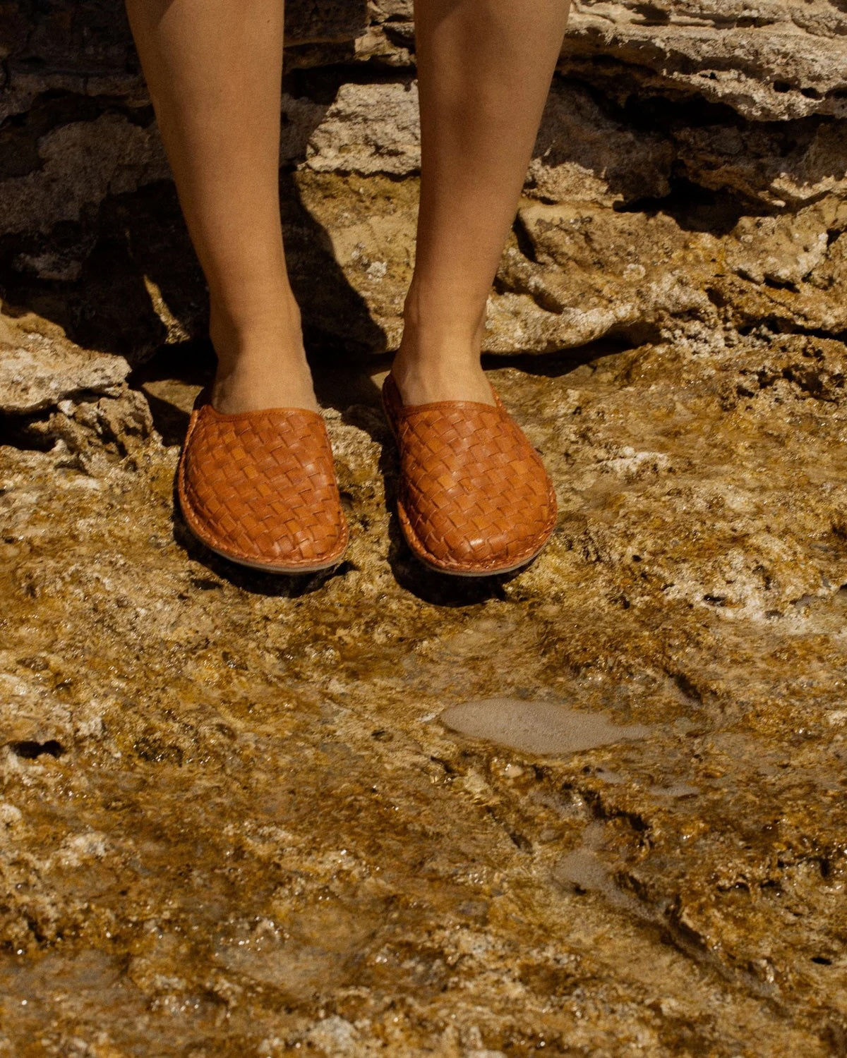 Roma Woven Leather Cognac Brown
