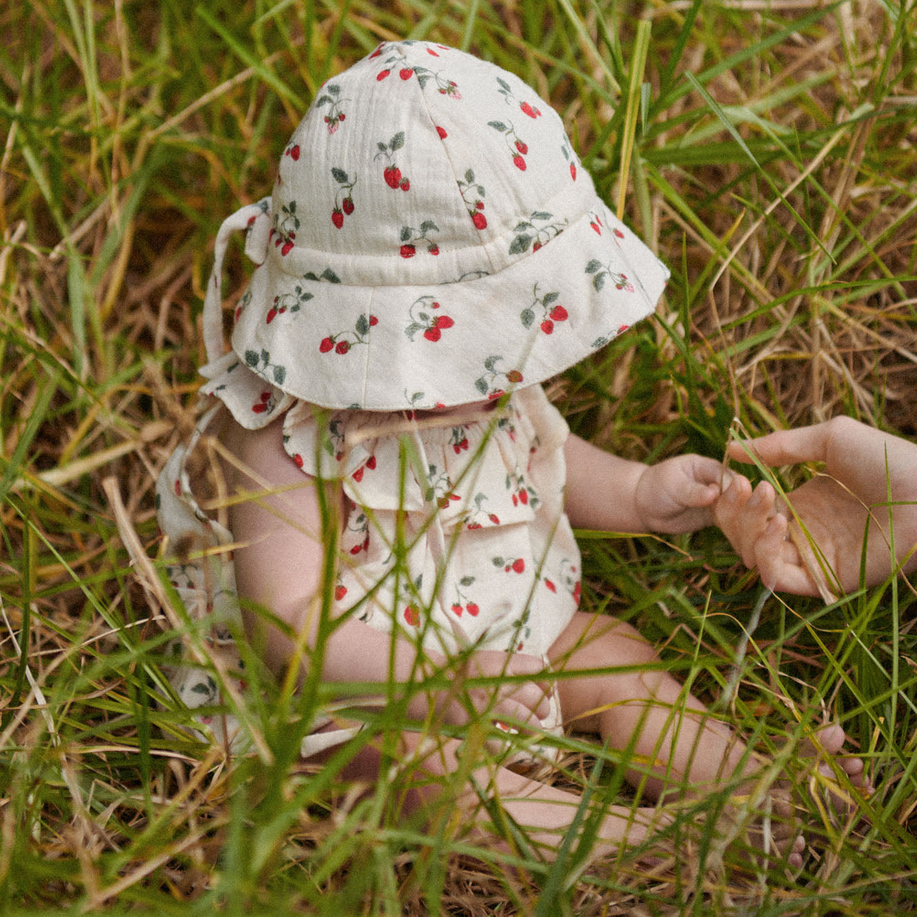 Muslin Sunhat - Strawberry Blush Print