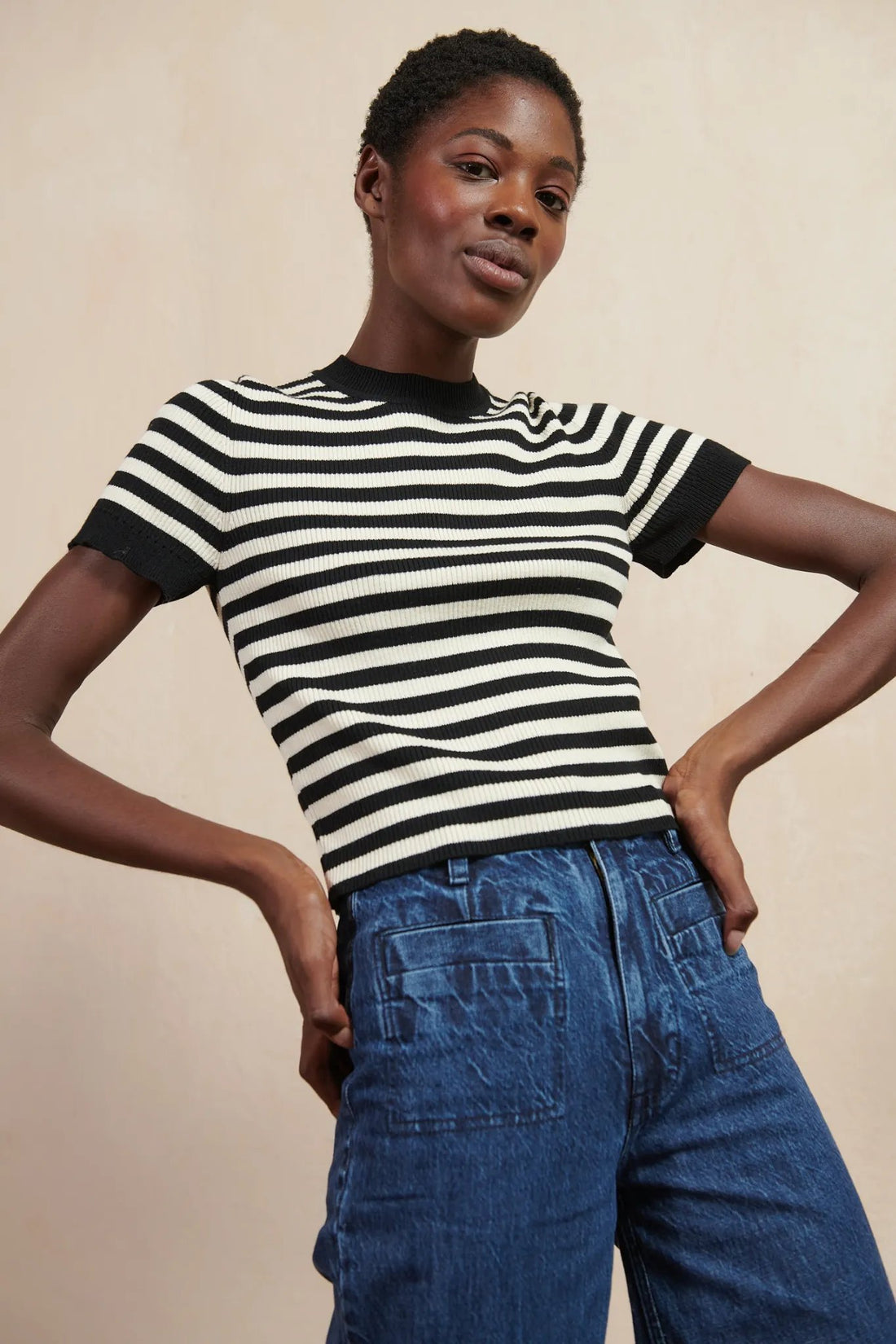 Jones Ribbed Tee| Stripe | Organic