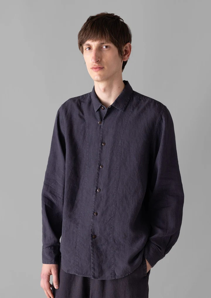 Loop Button Linen Shirt Slate