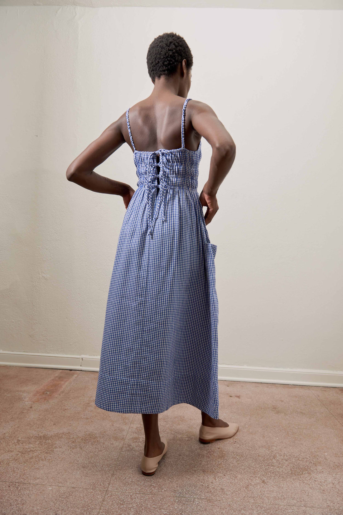 Matcha Dress | Indigo Gingham | Organic